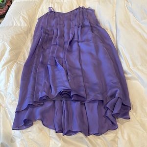 100% Silk Ted Baker Pleated Strapless High/low Dress in Periwinkle Sz 0